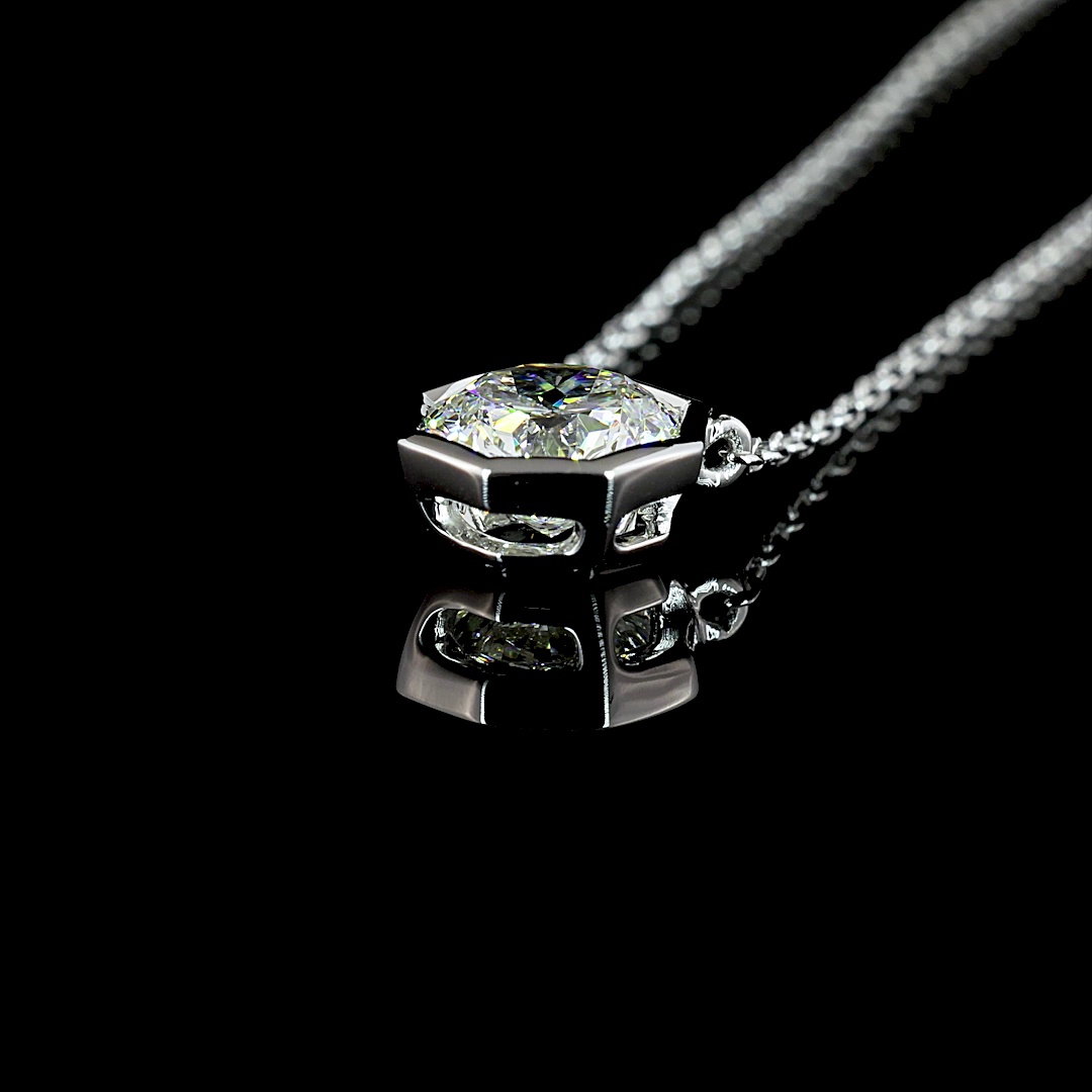 1.02 CT Octagon Nova Lab Diamond Solitaire Necklace Pendant 18" 14k White Gold (F/G/E Color and VS2/VVS2/VS1 Clarity)