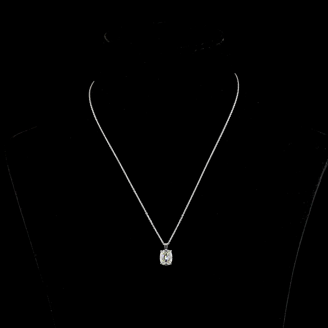 2.57 CT Antique Cushion Lab Grown Diamond Solitaire Necklace Pendant 20" (H Color and VS1 Clarity)