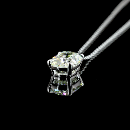 2.57 CT Antique Cushion Lab Grown Diamond Solitaire Necklace Pendant 20" (H Color and VS1 Clarity)