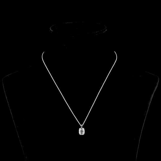 2.44 CT Antique Cushion Lab Diamond Solitaire Necklace Pendant 18" 14k White Gold G Color and VS1 Clarity jewelry-spot-usa
