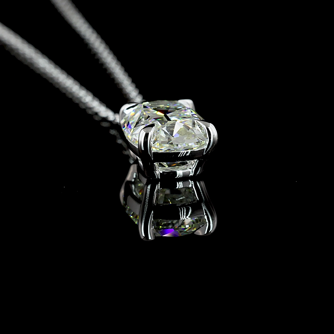 2.44 CT Antique Cushion Lab Diamond Solitaire Necklace Pendant 18" 14k White Gold G Color and VS1 Clarity jewelry-spot-usa