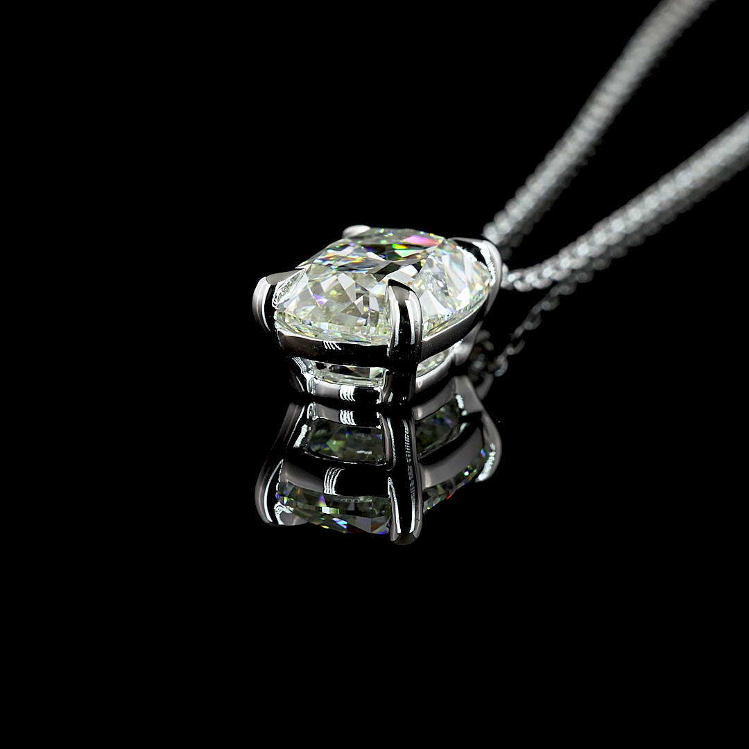 2.44 CT Antique Cushion Lab Diamond Solitaire Necklace Pendant 18" 14k White Gold G Color and VS1 Clarity jewelry-spot-usa