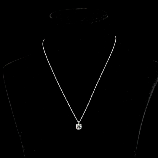 1.51 CT Square Cushion Brilliant G VVS2 Lab Diamond Solitaire Pendant 18" 14k White Gold