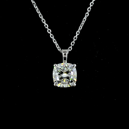 1.51 CT Square Cushion Brilliant Lab Diamond Solitaire Necklace Pendant 18" 14k White Gold G Color and VVS2 Clarity jewelry-spot-usa