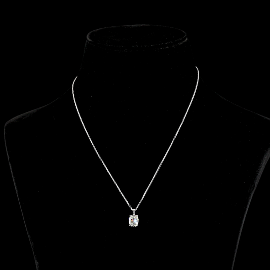 1.90 CT Antique Cushion Lab Diamond Solitaire Necklace Pendant 18" 14k White Gold G Color and VVS2 Clarity jewelry-spot-usa