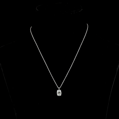 2.00 CT Cushion Brilliant Lab Diamond Solitaire Necklace Pendant 18" 14k White Gold (G/E/H Color and VVS2/VS1/SI1 Clarity)