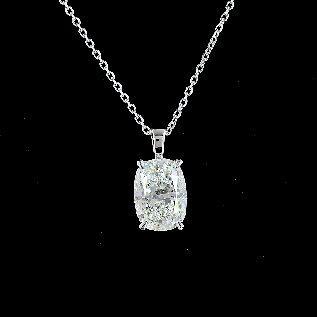 2.00 CT Cushion Brilliant Lab Diamond Solitaire Necklace Pendant 18" 14k White Gold (G/E/H Color and VVS2/VS1/SI1 Clarity)