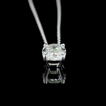 2.00 CT Cushion Brilliant Lab Diamond Solitaire Necklace Pendant 18" 14k White Gold (G/E/H Color and VVS2/VS1/SI1 Clarity)
