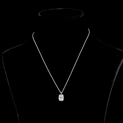 3.02 CT Cushion Brilliant Lab Grown Diamond Solitaire Necklace Pendant 20" (F Color and VS2 Clarity)