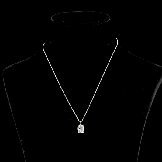 3.02 CT Cushion Brilliant Lab Grown Diamond Solitaire Necklace Pendant 20" (F Color and VS2 Clarity)