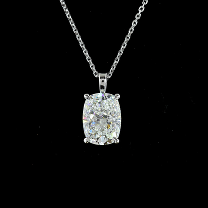3.02 CT Cushion Brilliant Lab Grown Diamond Solitaire Necklace Pendant 20" (F Color and VS2 Clarity)