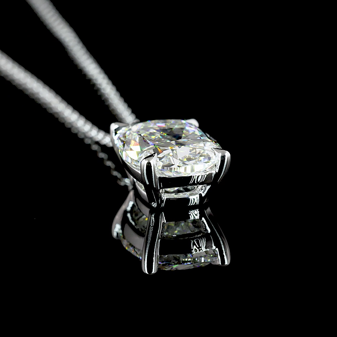 3.02 CT Cushion Brilliant Lab Grown Diamond Solitaire Necklace Pendant 20" (F Color and VS2 Clarity)