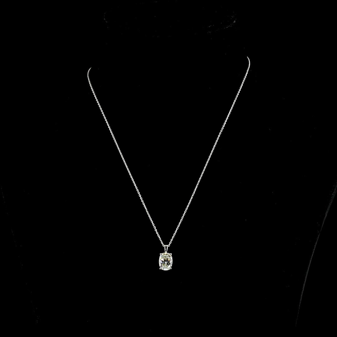 2.03 CT Cushion Brilliant Lab Grown Diamond Solitaire Necklace Pendant 18" (H Color and VS1 Clarity)