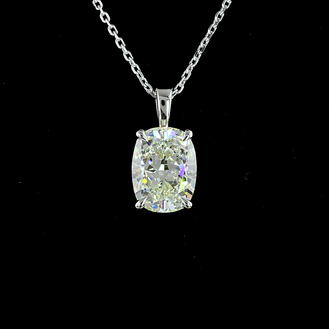 2.03 CT Cushion Brilliant Lab Grown Diamond Solitaire Necklace Pendant 18" (H Color and VS1 Clarity)