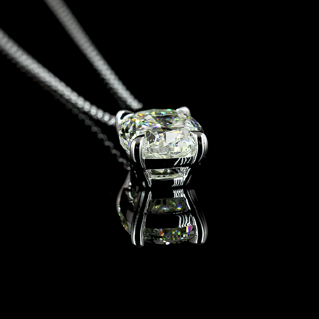 2.03 CT Cushion Brilliant Lab Grown Diamond Solitaire Necklace Pendant 18" (H Color and VS1 Clarity)