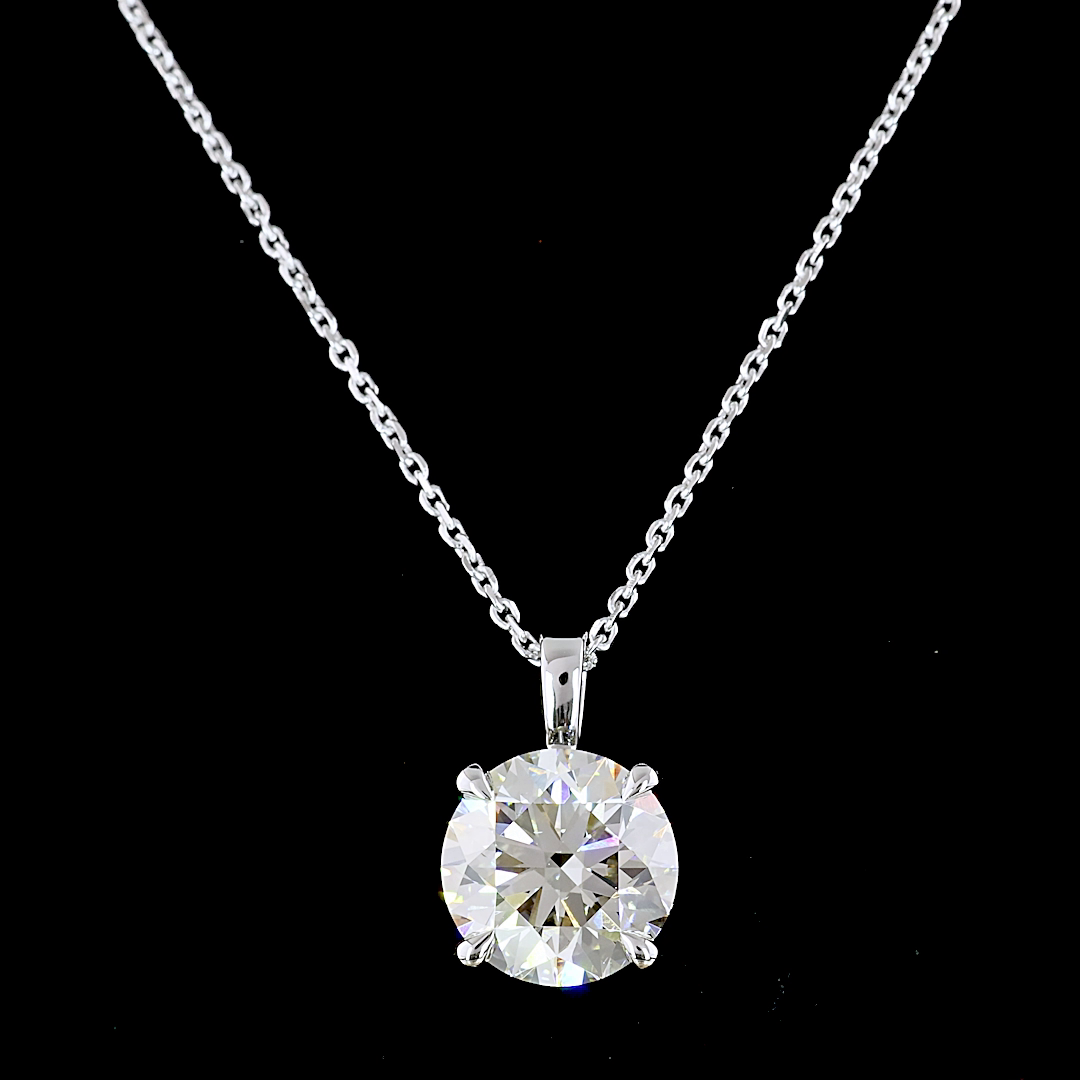 3.01 CT Round Lab Grown Diamond Solitaire Necklace Pendant (VS2 Clarity)