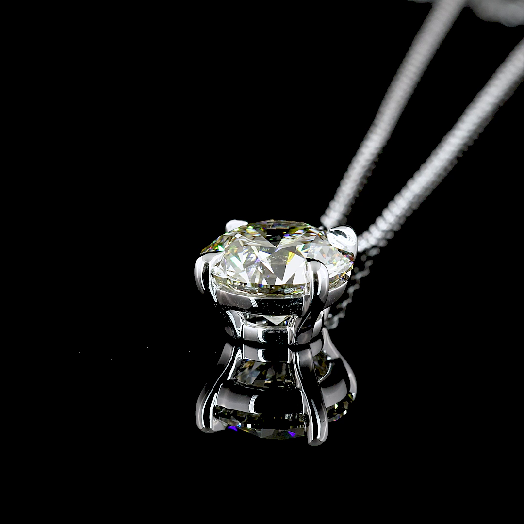 3.01 CT Round Lab Grown Diamond Solitaire Necklace Pendant (VS2 Clarity)