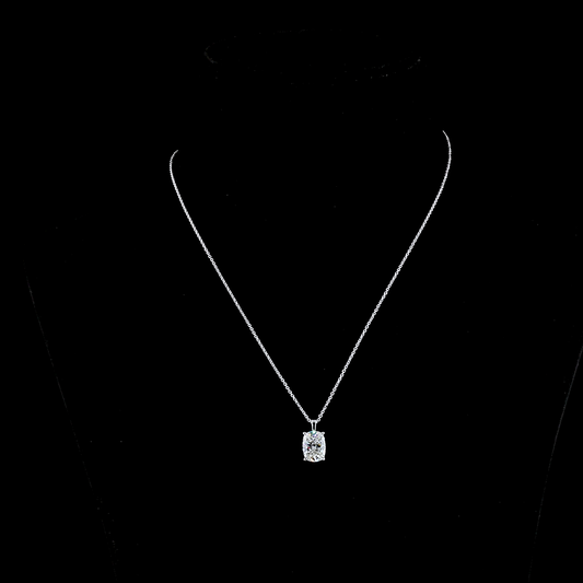 2.79 CT Cushion Brilliant Lab Diamond Solitaire Necklace Pendant 18" 14k White Gold H Color and VVS2 Clarity jewelry-spot-usa