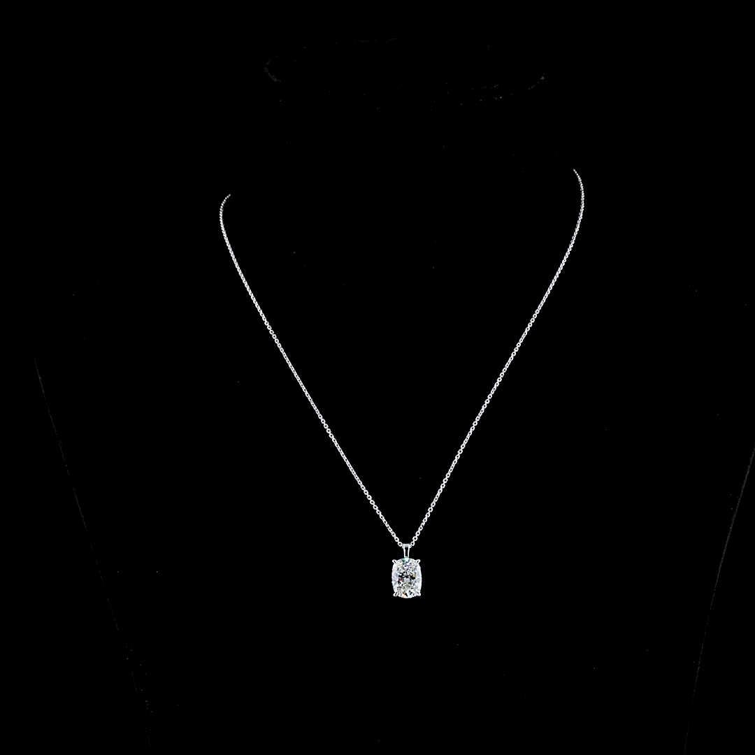 2.79 CT Cushion Brilliant Lab Grown Diamond Solitaire Necklace Pendant (H Color and VVS2 Clarity)