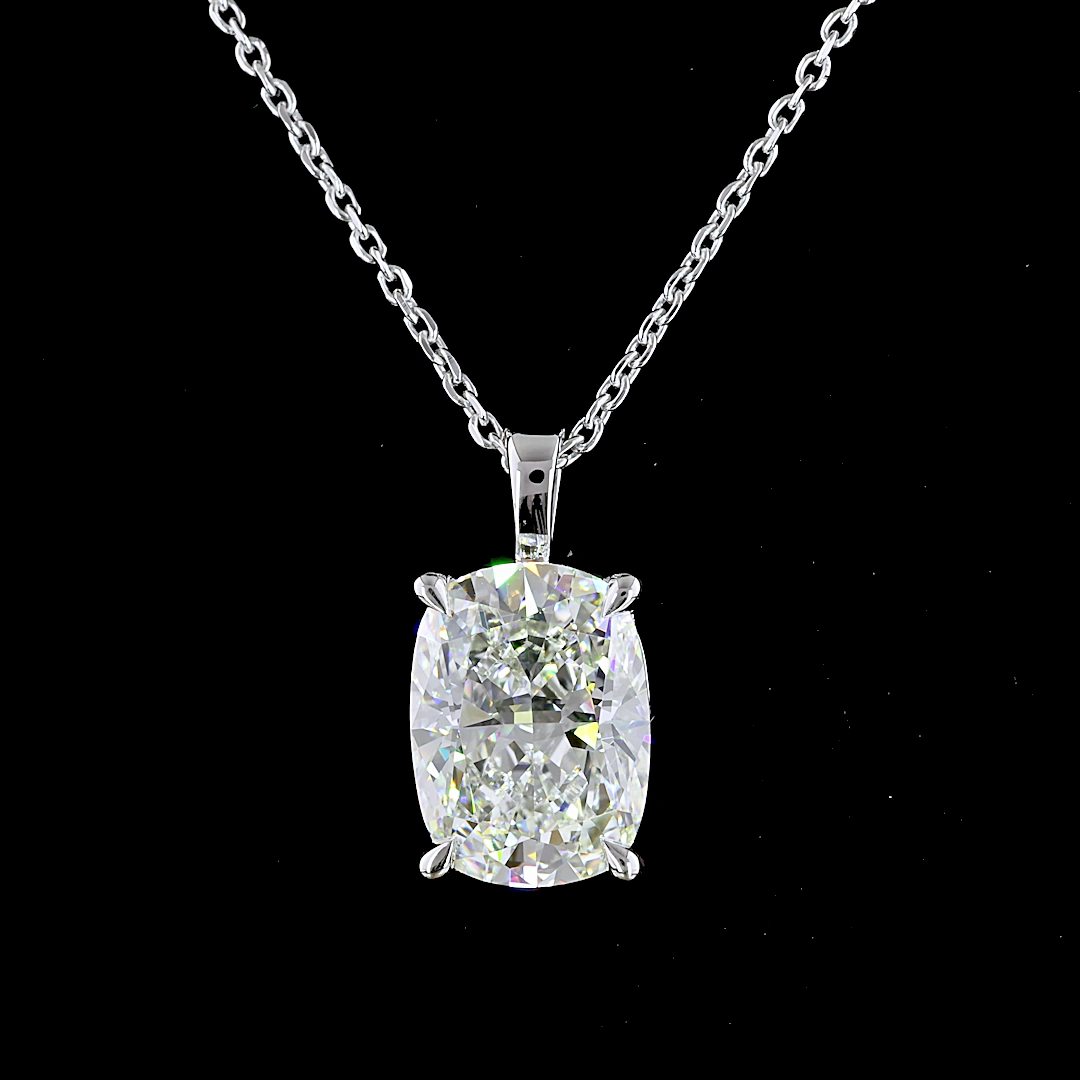 2.79 CT Cushion Brilliant Lab Grown Diamond Solitaire Necklace Pendant (H Color and VVS2 Clarity)
