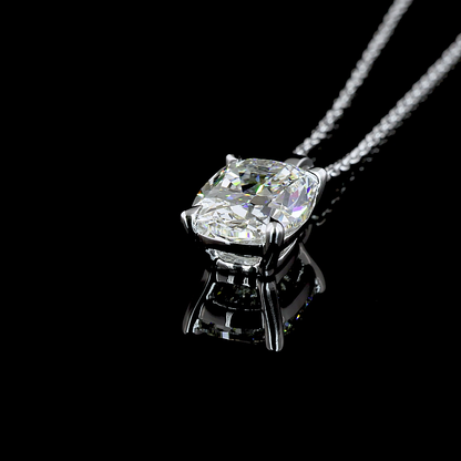 2.79 CT Cushion Brilliant Lab Grown Diamond Solitaire Necklace Pendant (H Color and VVS2 Clarity)