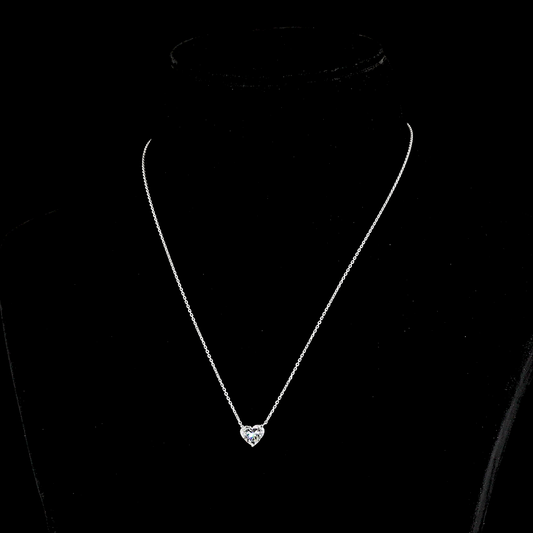 1.50 CT Heart Lab Diamond Solitaire Necklace Pendant 18" 14k White Gold (H Color and VS2 Clarity)