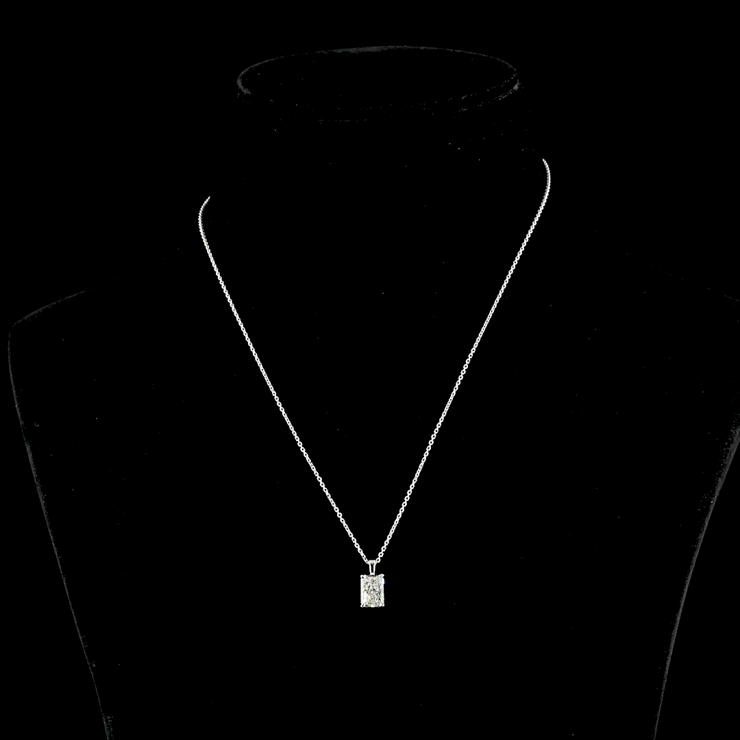 1.53 CT Radiant Modified Lab Diamond Solitaire Necklace Pendant (G Color and VS1 Clarity)