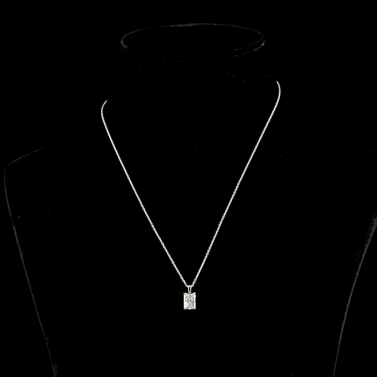 1.53 CT Radiant Modified Lab Diamond Solitaire Necklace Pendant 18" 14k White Gold G Color and VS1 Clarity jewelry-spot-usa