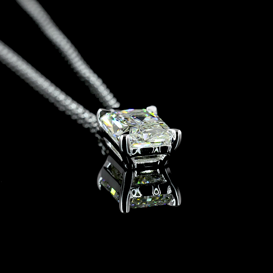 1.53 CT Radiant Modified Lab Diamond Solitaire Necklace Pendant (G Color and VS1 Clarity)