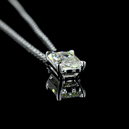 1.53 CT Radiant Modified Lab Diamond Solitaire Necklace Pendant (G Color and VS1 Clarity)