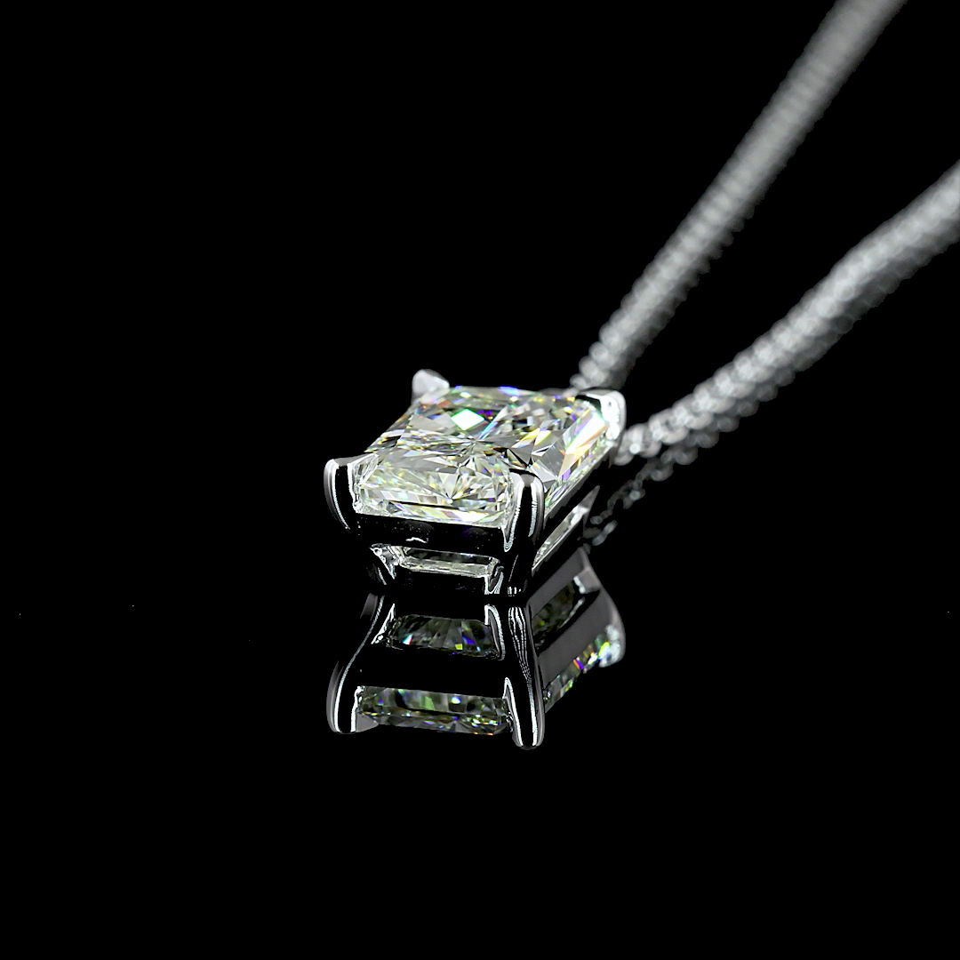 1.53 CT Radiant Modified Lab Diamond Solitaire Necklace Pendant (G Color and VS1 Clarity)