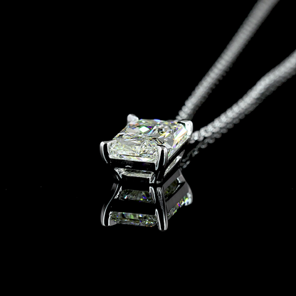 1.53 CT Radiant Modified Lab Diamond Solitaire Necklace Pendant (G Color and VS1 Clarity)
