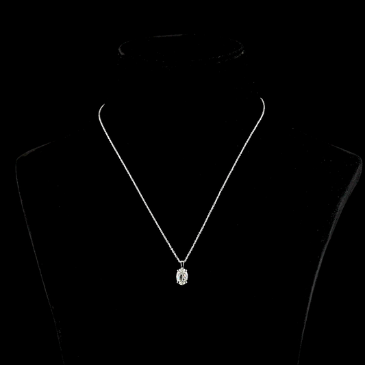 1.83 CT Antique Oval Lab Diamond Solitaire Necklace Pendant 18" 14k White Gold (G Color and VS1 Clarity)
