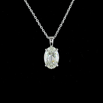1.83 CT Antique Oval Lab Grown Diamond Solitaire Necklace Pendant 20" (G Color and VS1 Clarity)