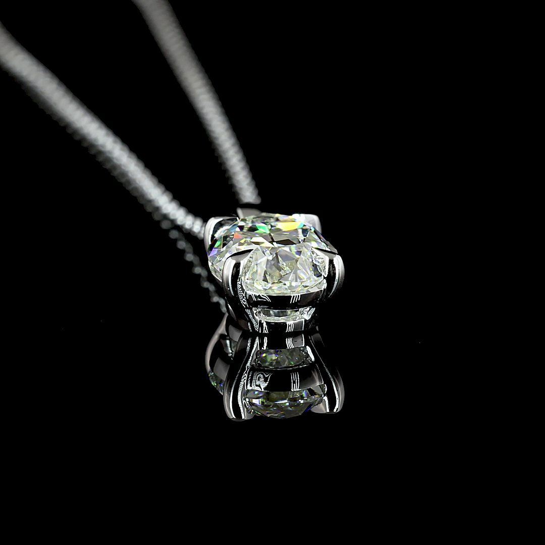 1.83 CT Antique Oval Lab Grown Diamond Solitaire Necklace Pendant 20" (G Color and VS1 Clarity)