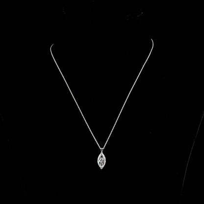 2.71 CT Marquise Lab Diamond Solitaire Necklace Pendant 18" 14k White Gold (E Color and SI1 Clarity)