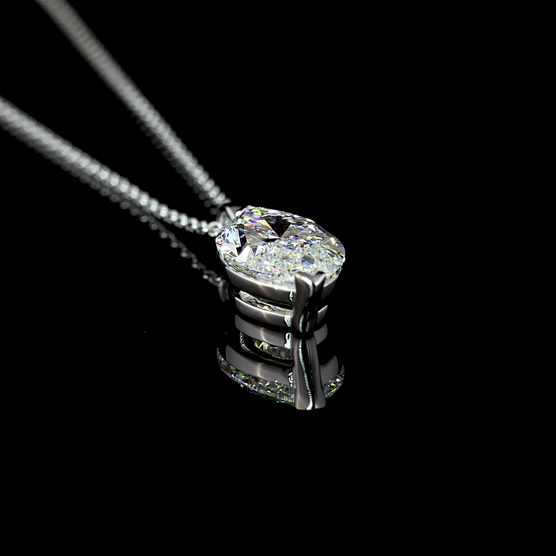 2.71 CT Marquise Lab Diamond Solitaire Necklace Pendant 18" 14k White Gold (E Color and SI1 Clarity)