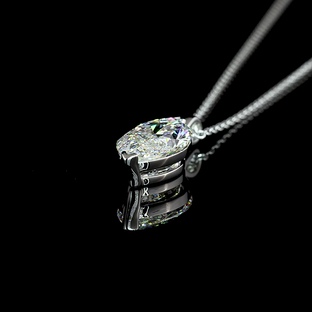 2.71 CT Marquise Lab Diamond Solitaire Necklace Pendant 18" 14k White Gold (E Color and SI1 Clarity)