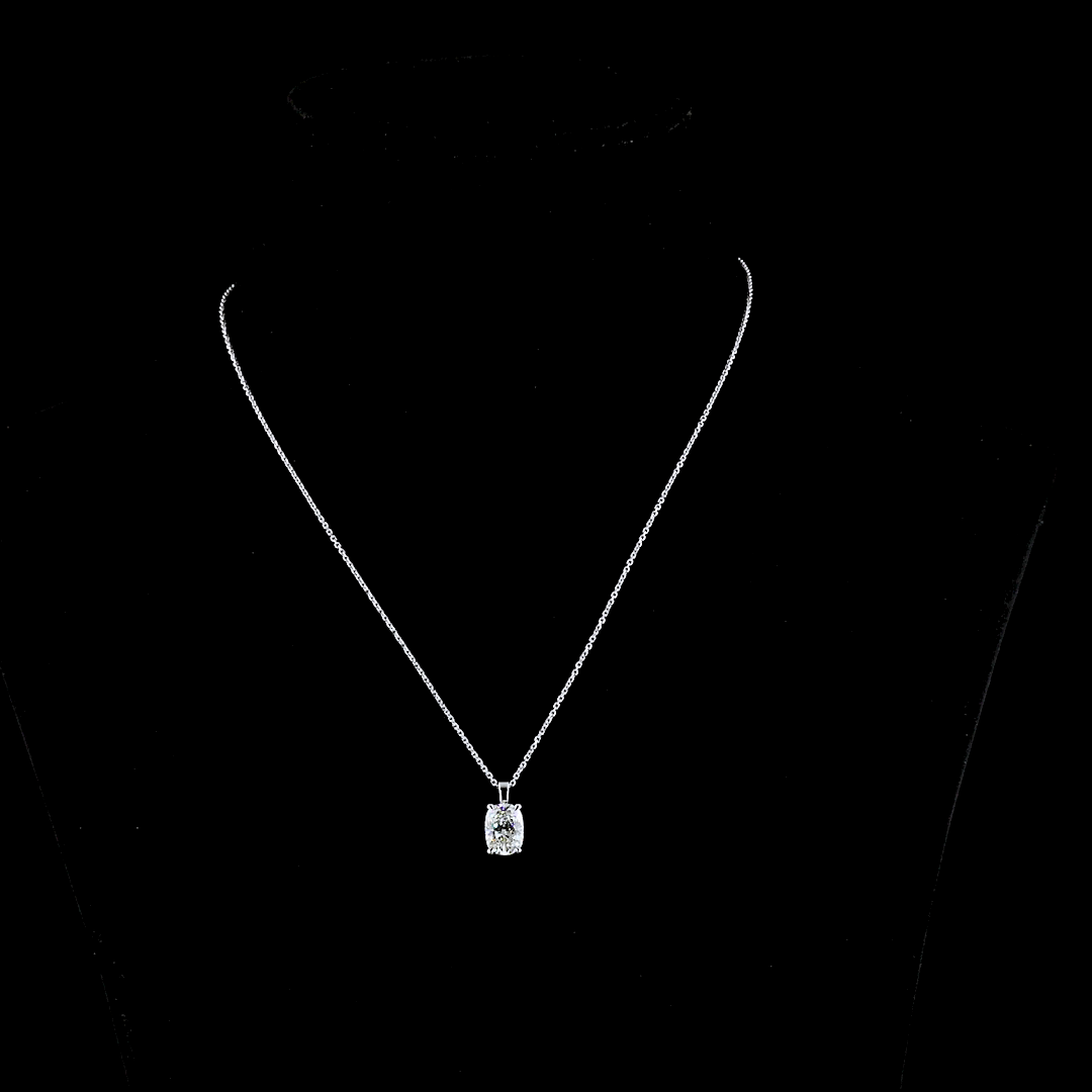 1.54 CT Cushion Brilliant Lab Diamond Solitaire Necklace Pendant 18" 14k White Gold G Color and VS1 Clarity jewelry-spot-usa