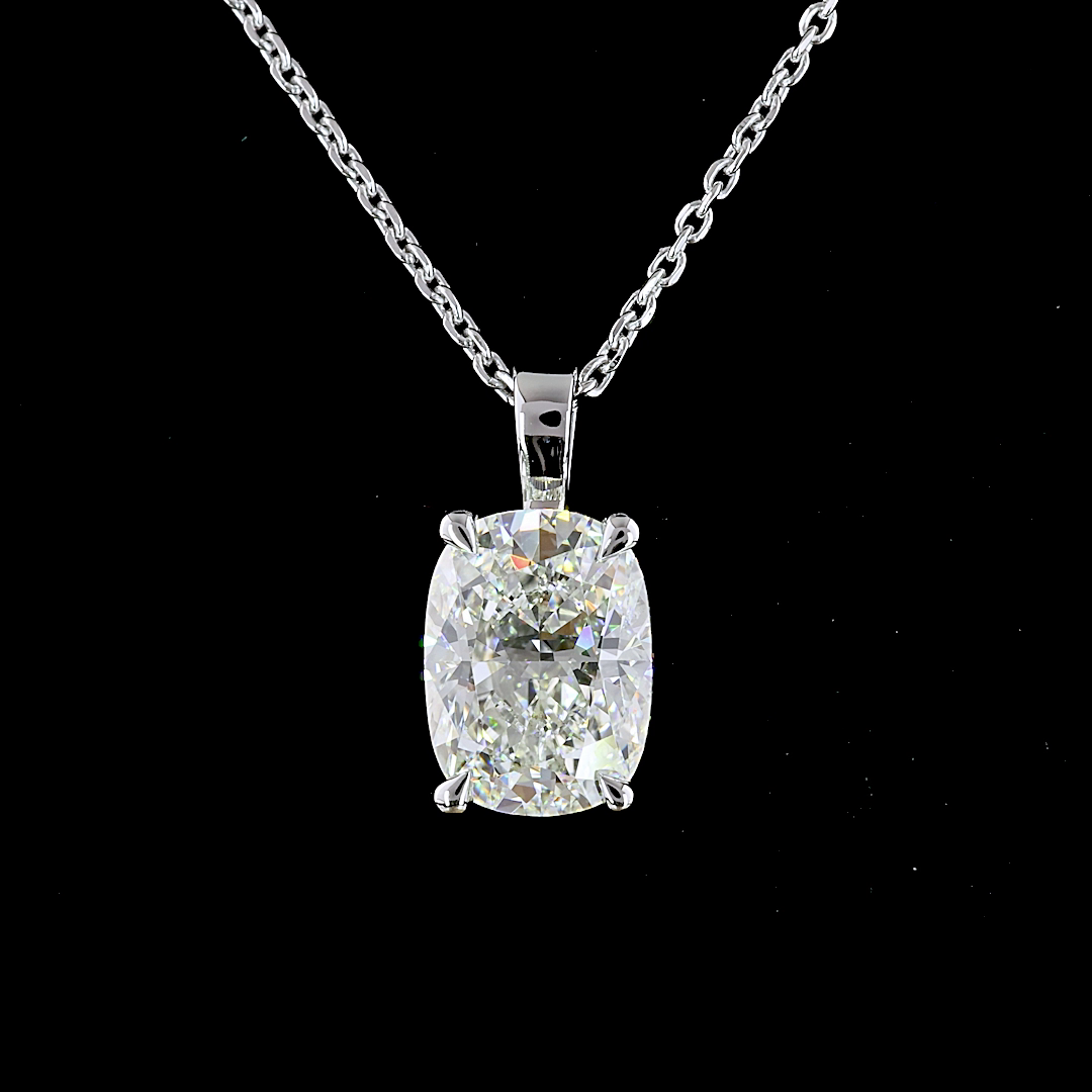 1.54 CT Cushion Brilliant Lab Grown Diamond Solitaire Necklace Pendant 20" (G Color and VS1 Clarity)