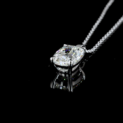 1.54 CT Cushion Brilliant Lab Grown Diamond Solitaire Necklace Pendant 20" (G Color and VS1 Clarity)