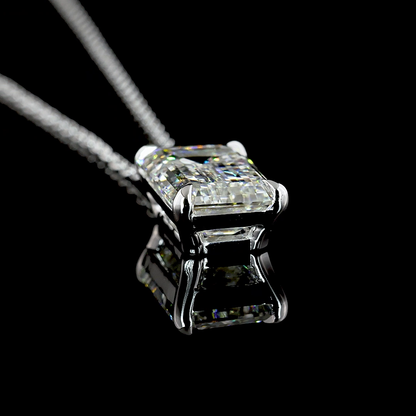 3.52 CT Emerald Lab Diamond Solitaire Necklace Pendant 18" 14k White Gold G Color and VS1 Clarity jewelry-spot-usa