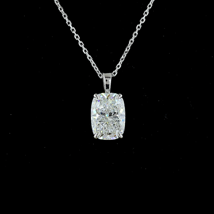 2.50 CT Cushion Brilliant Lab Diamond Solitaire Necklace Pendant 18" 14k White Gold (E/I/H Color and VVS1/VS1 Clarity)