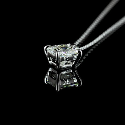 1.31 CT Princess Lab Diamond Solitaire Necklace Pendant 18" 14k White Gold (E Color)