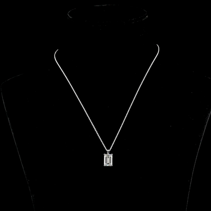 3.92 CT Emerald Lab Diamond Solitaire Necklace Pendant 18" 14k White Gold (G Color and VS1 Clarity)