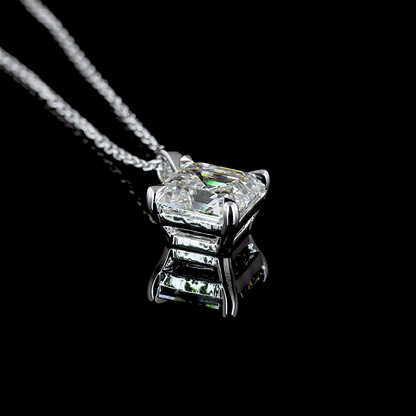 2.00 CT Asscher Lab Diamond Solitaire Necklace Pendant 18" 14k White Gold G Color and VVS2 Clarity jewelry-spot-usa