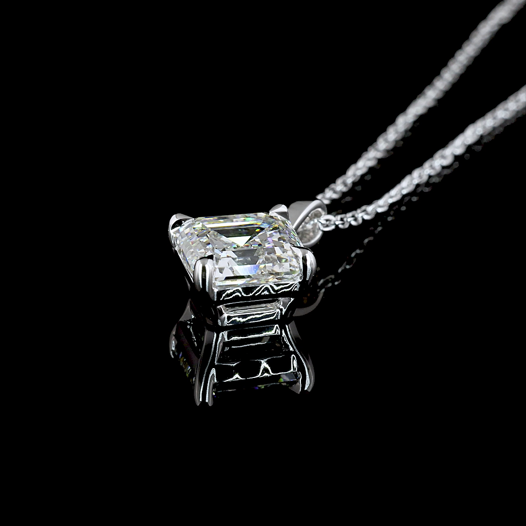 2.00 CT Asscher Lab Diamond Solitaire Necklace Pendant 18" 14k White Gold G Color and VVS2 Clarity jewelry-spot-usa