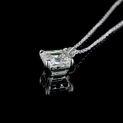 2.00 CT Asscher Lab Diamond Solitaire Necklace Pendant 18" 14k White Gold G Color and VVS2 Clarity jewelry-spot-usa