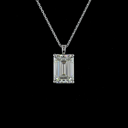 5.01 CT Emerald Lab Diamond Solitaire Necklace Pendant 18" 14k White Gold (G Color and VVS2 Clarity)