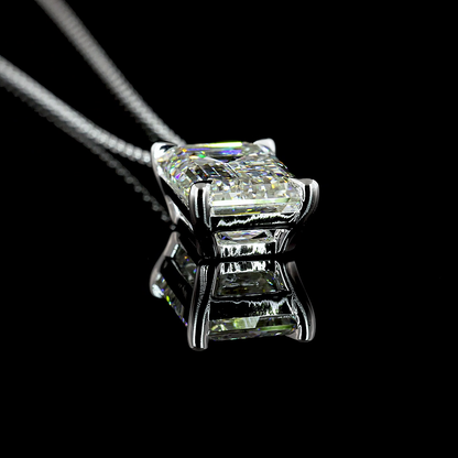 5.01 CT Emerald Lab Diamond Solitaire Necklace Pendant 18" 14k White Gold (G Color and VVS2 Clarity)